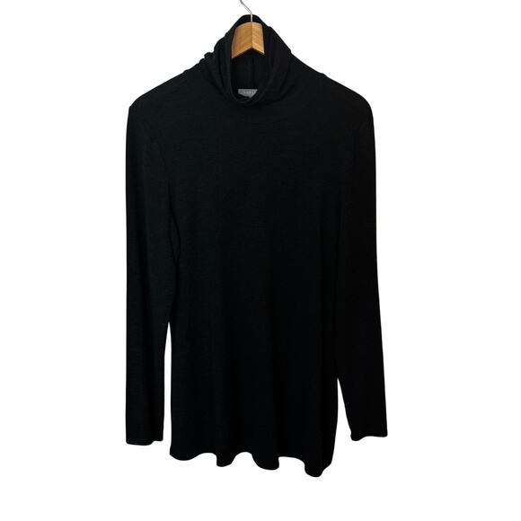Habitat Cotton Turtleneck Tunic Top Black Medium Rayon Blend Stretch Minimalist - Picture 1 of 6